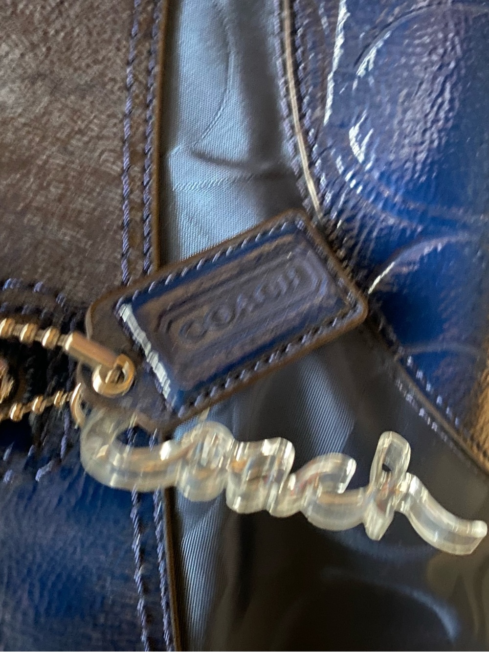 Coach Navy Signature Circle Tote - Picture 2 of 5